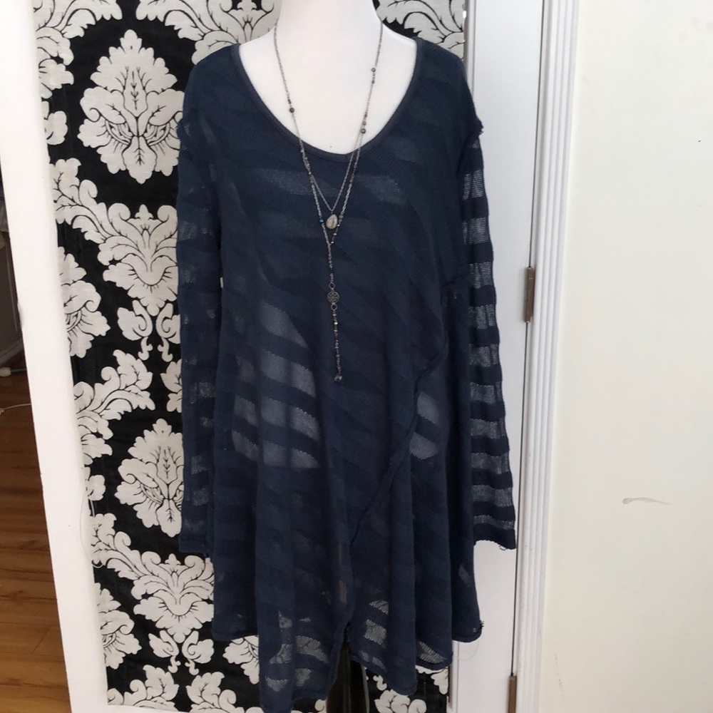 Free People Sheer Navy Tunic